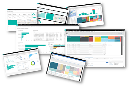 Examples of Power BI and Dynamics 365 dashboards.